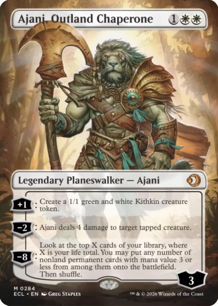 Ajani, Outland Chaperone (Borderless) card image