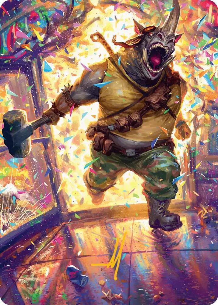 Rocksteady, Rowdy Rhino Art Card (Gold-Stamped Signature) card image