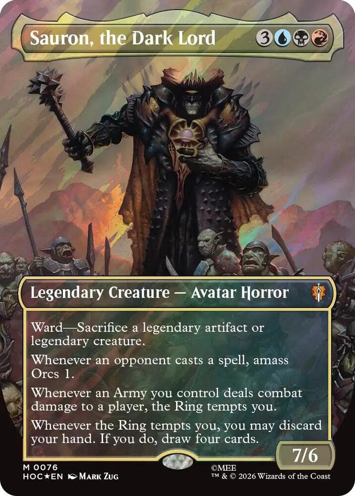 Sauron, the Dark Lord (Borderless) (Surge Foil) card image