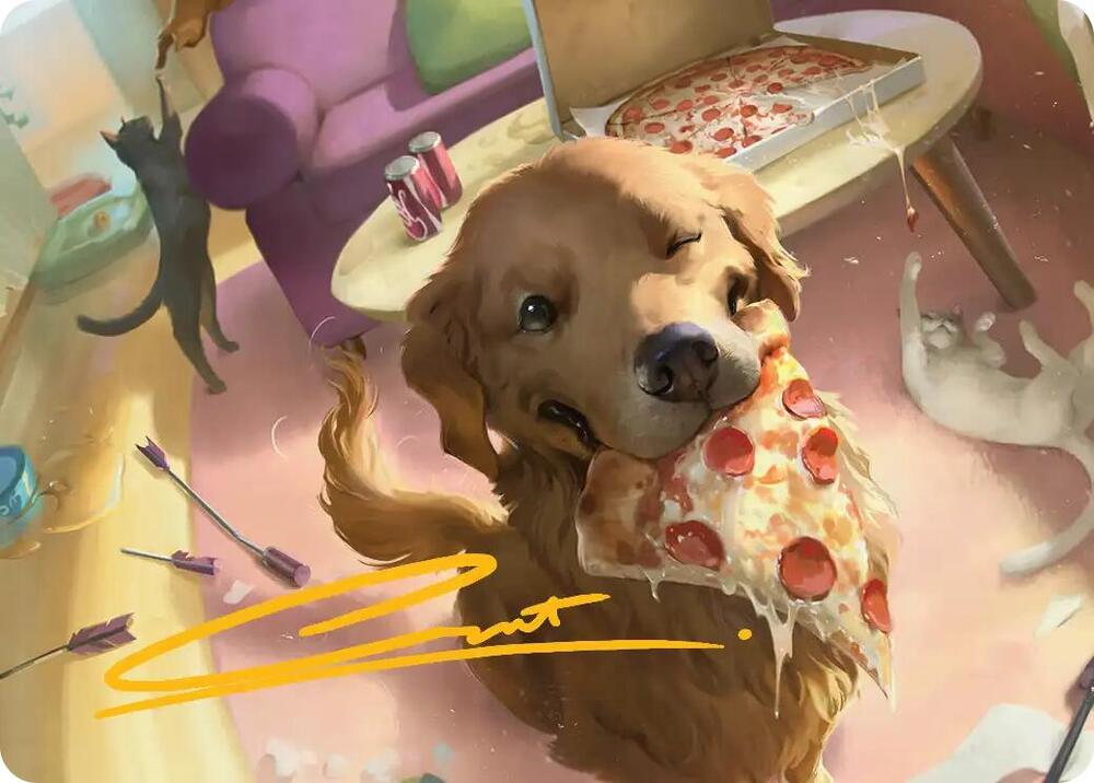 Lucky the Pizza Dog Art Card (Gold-Stamped Signature) card image