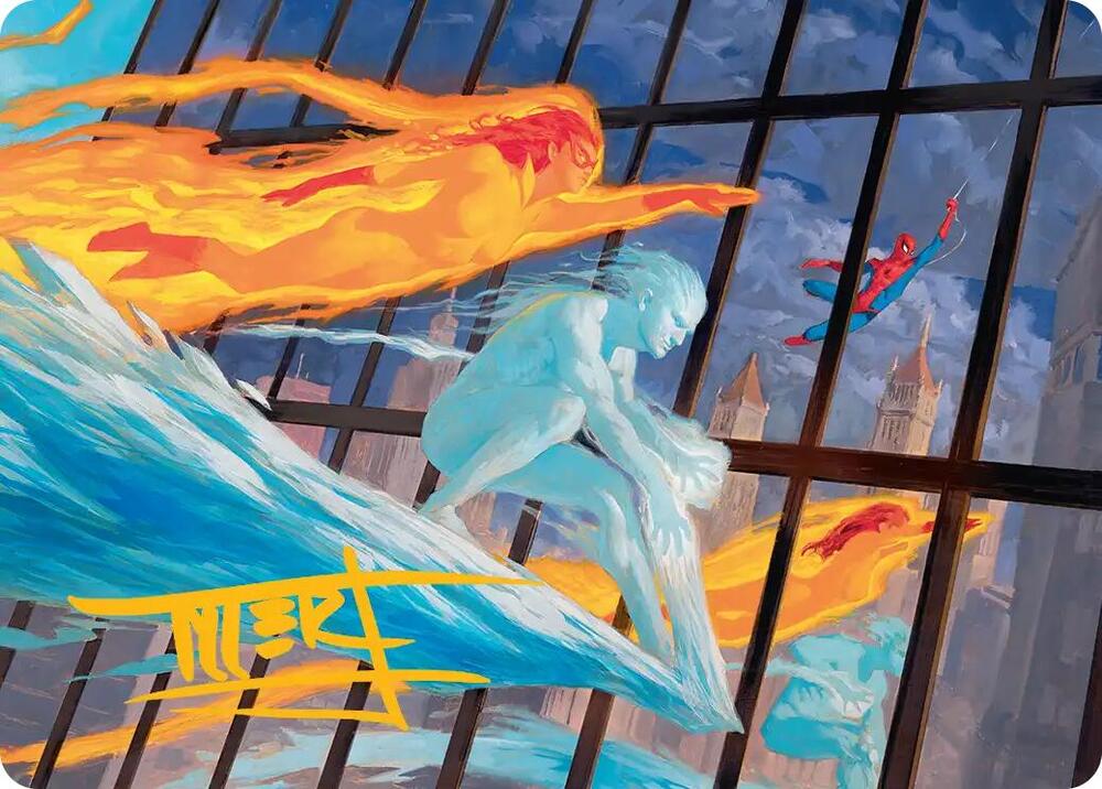 Iceman and Firestar Art Card (Gold-Stamped Signature) card image