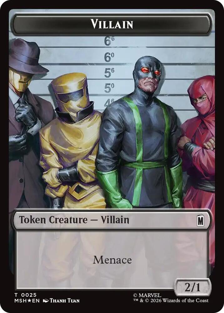 Villain (0025) // Robot Villain (0026) Double-Sided Token (Surge Foil) card image