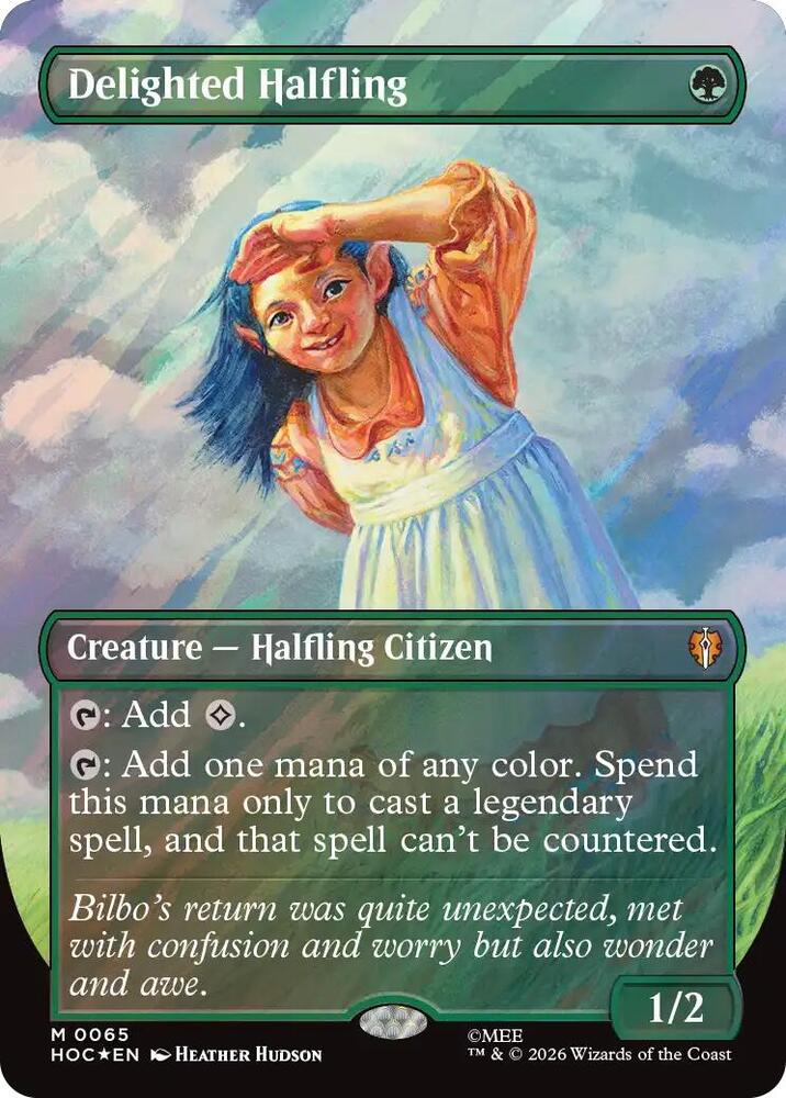 Delighted Halfling (Borderless) (Surge Foil) card image