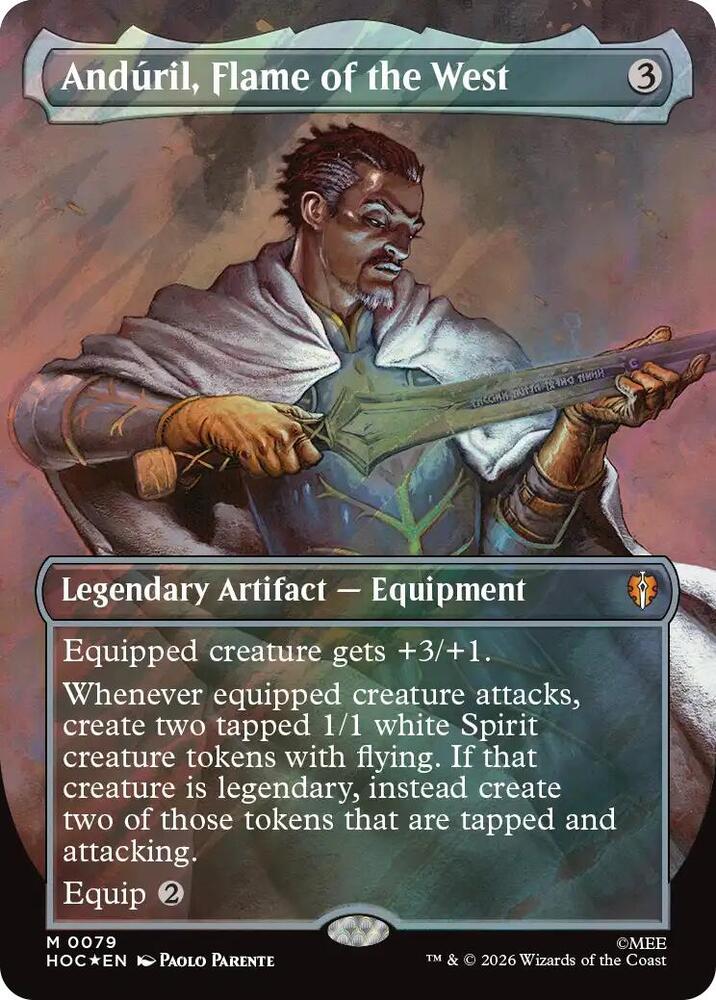 Anduril, Flame of the West (Borderless) (Surge Foil) card image