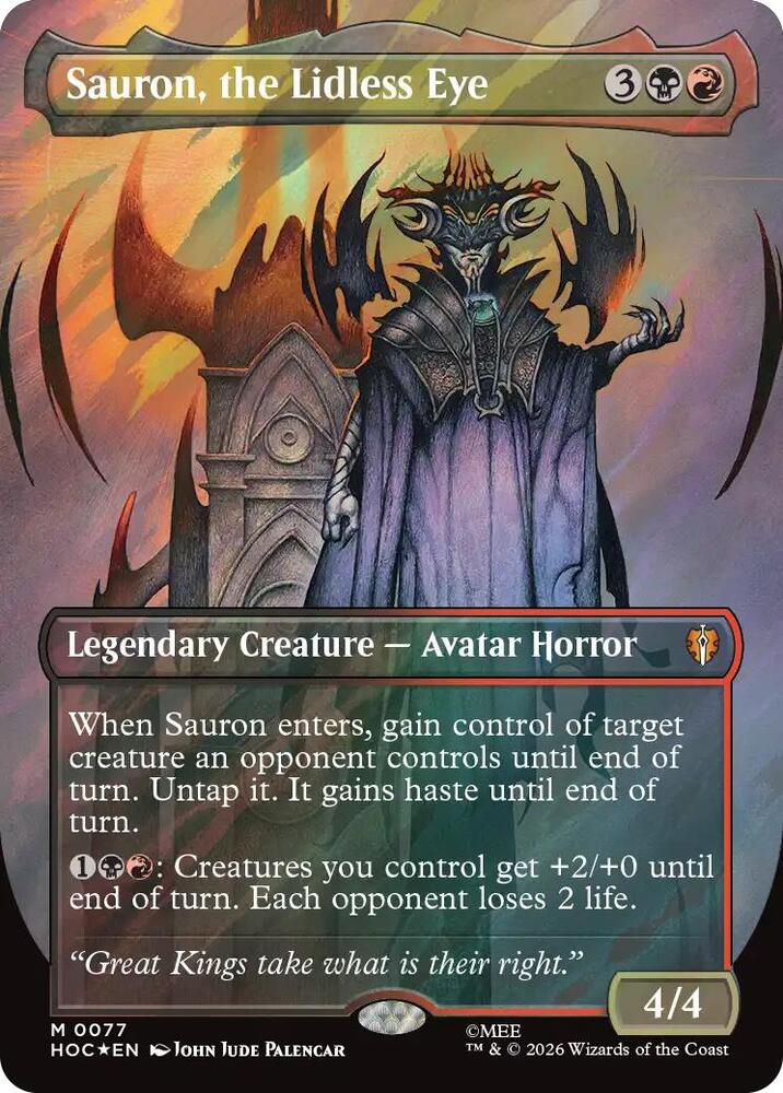 Sauron, the Lidless Eye (Borderless) (Surge Foil) card image