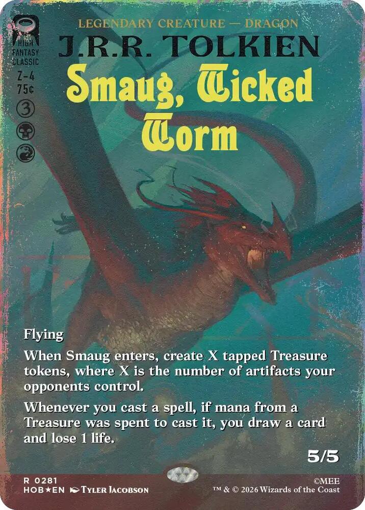Smaug, Wicked Worm (Borderless) (Surge Foil) card image