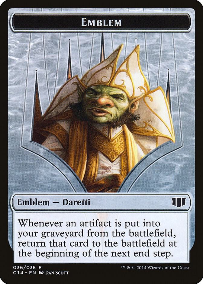 Emblem - Daretti, Scrap Savant // Tuktuk the Returned Double-Sided Token card image