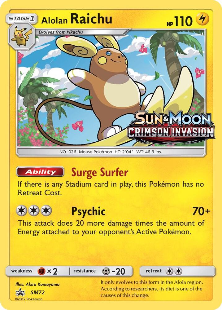 Alolan Raichu - SM72 (Prerelease) card image