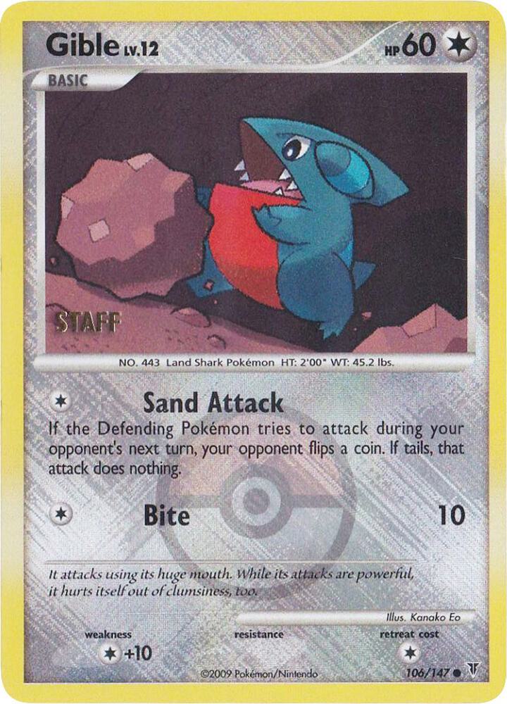 Gible - 106/147 (Championship Promo) [Staff] card image