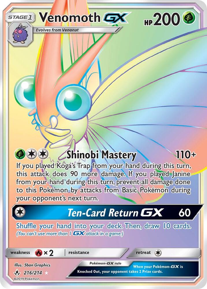 Venomoth GX (Secret) card image