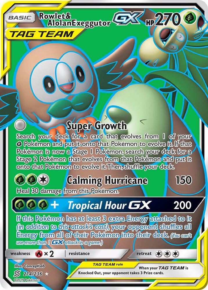 Rowlet & Alolan Exeggutor GX (Full Art) card image