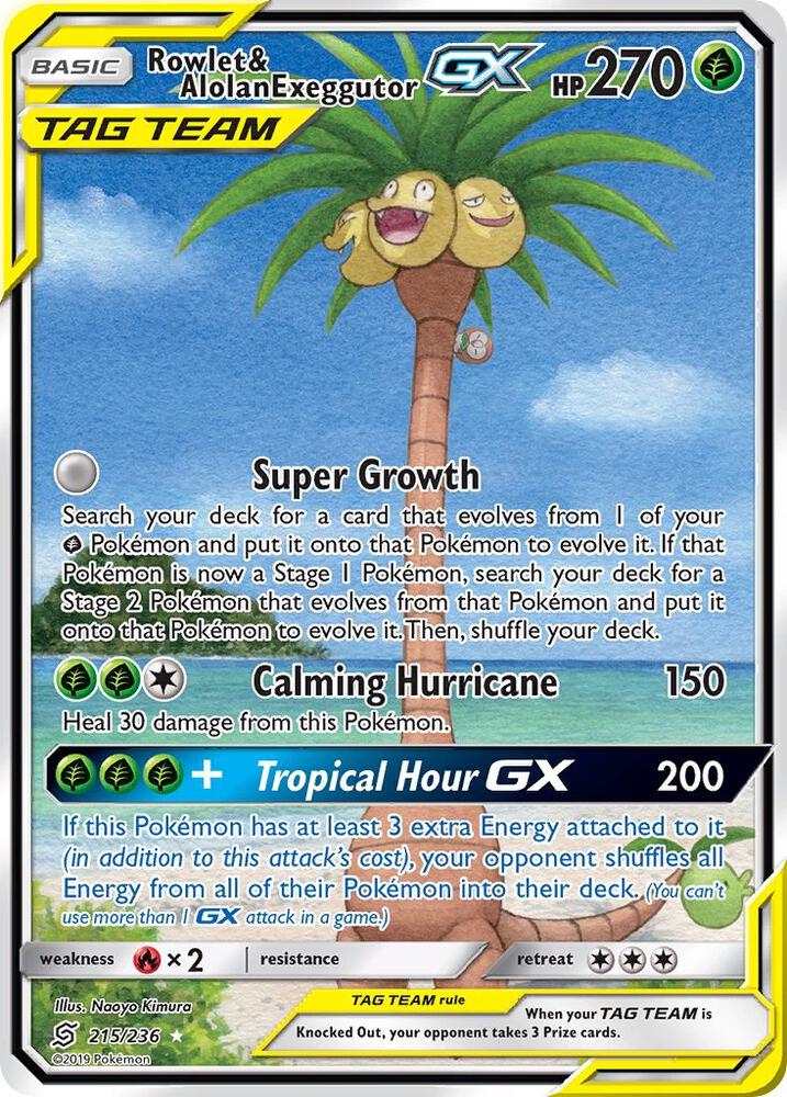 Rowlet & Alolan Exeggutor GX (Alternate Full Art) card image