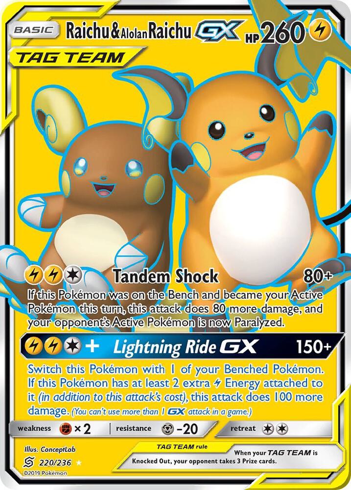 Raichu & Alolan Raichu GX (Full Art) card image