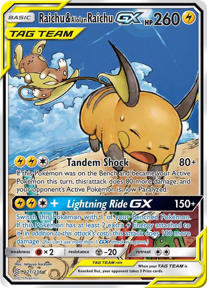Raichu & Alolan Raichu GX (Alternate Full Art) card image