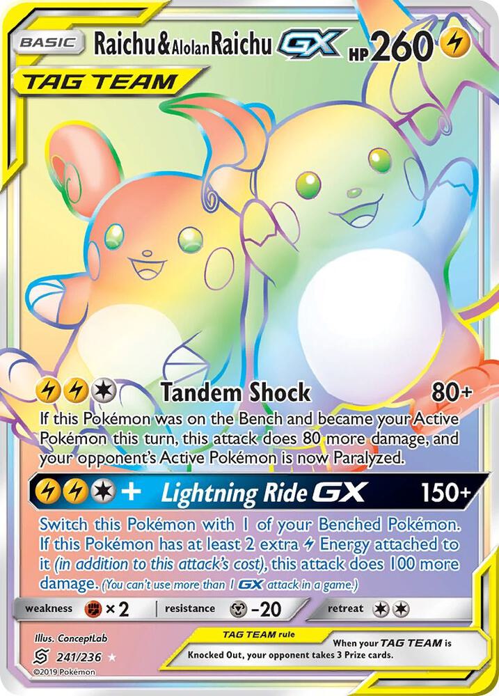 Raichu & Alolan Raichu GX (Secret) card image