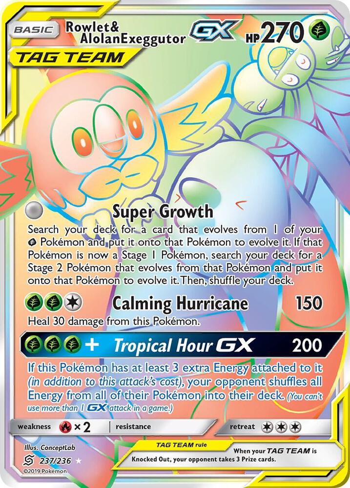 Rowlet & Alolan Exeggutor GX (Secret) card image