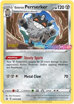 Galarian Perrserker - SWSH008 (Prerelease) [Staff] card image