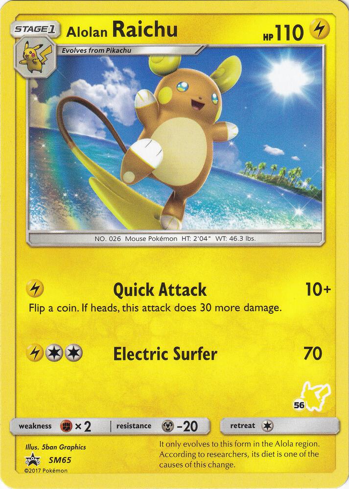 Alolan Raichu - SM65 (#56 Pikachu Stamped) card image