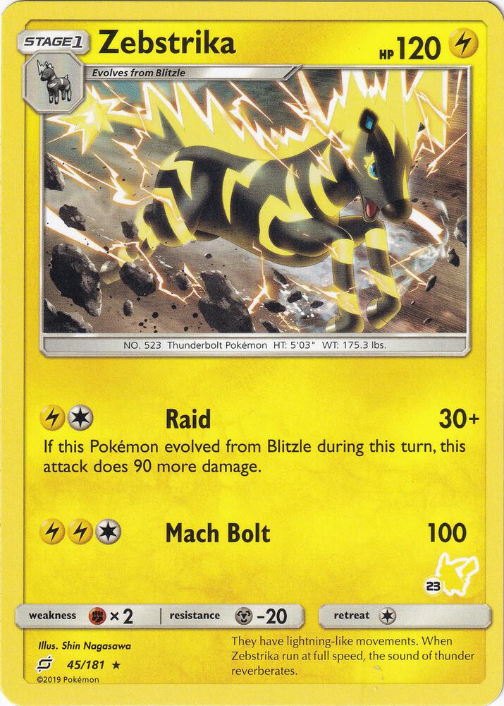 Zebstrika - 45/181 (#23 Pikachu Stamped) card image