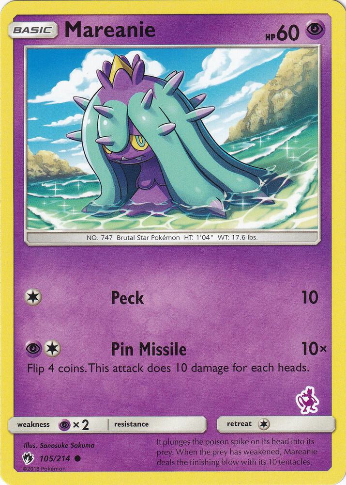 Mareanie - 105/214 (Mewtwo Stamped) card image