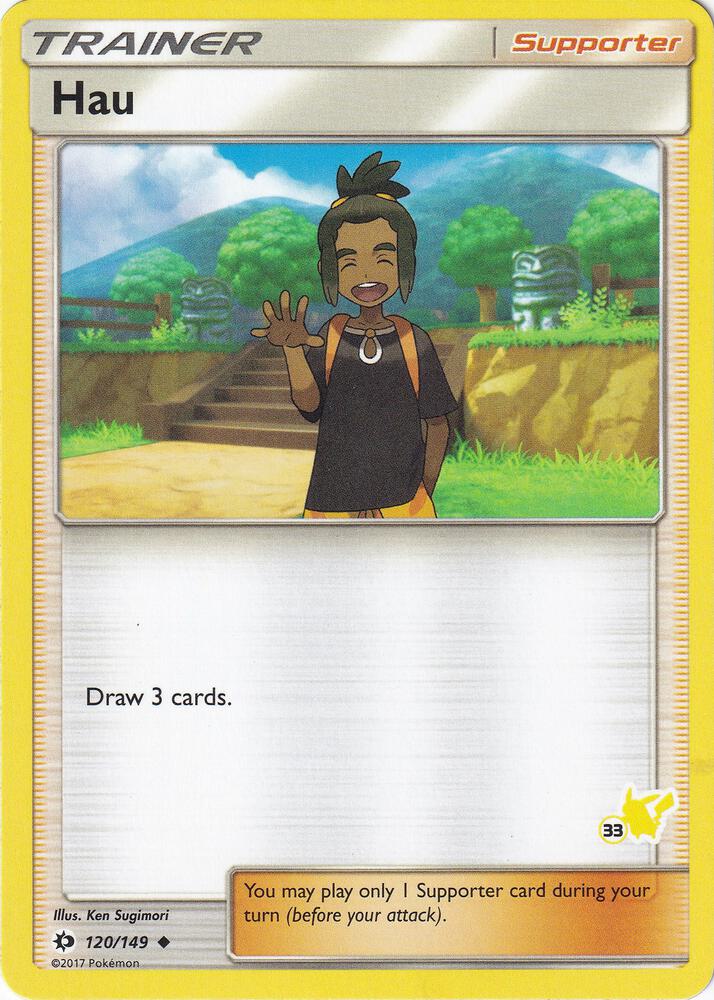 Hau - 120/149 (#33 Pikachu Stamped) card image