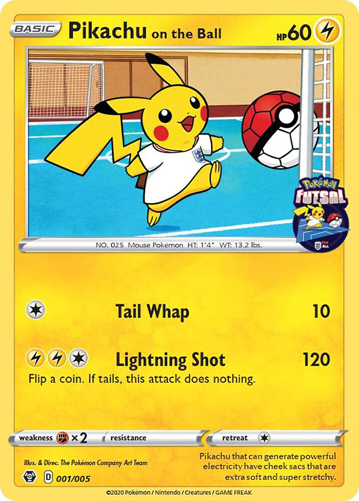 Pikachu on the Ball - 001/005 (Pokemon Futsal) card image