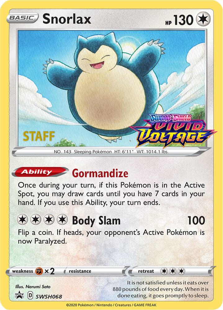 Snorlax - SWSH068 (Prerelease) [Staff] card image