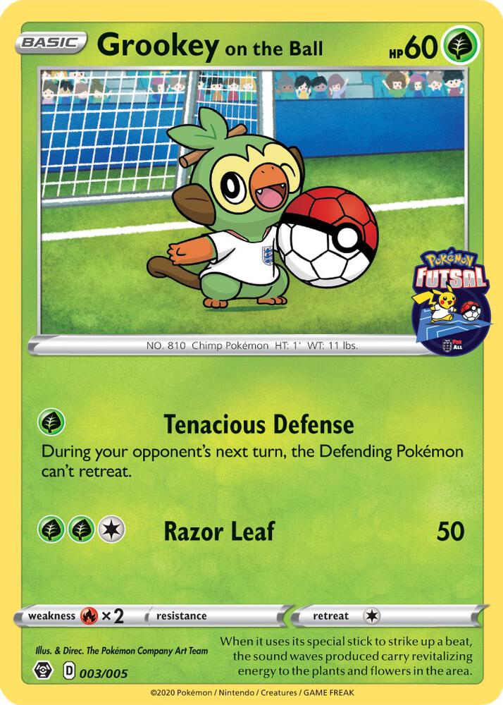 Grookey on the Ball - 003/005 (Pokemon Futsal) card image