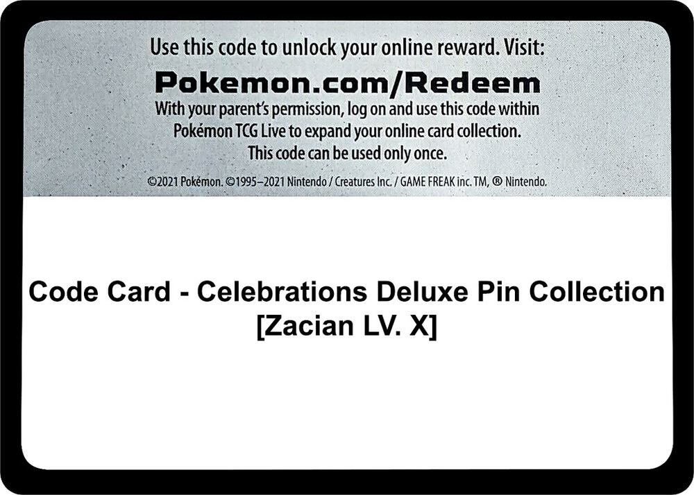 Code Card - Celebrations Deluxe Pin Collection [Zacian LV. X] card image