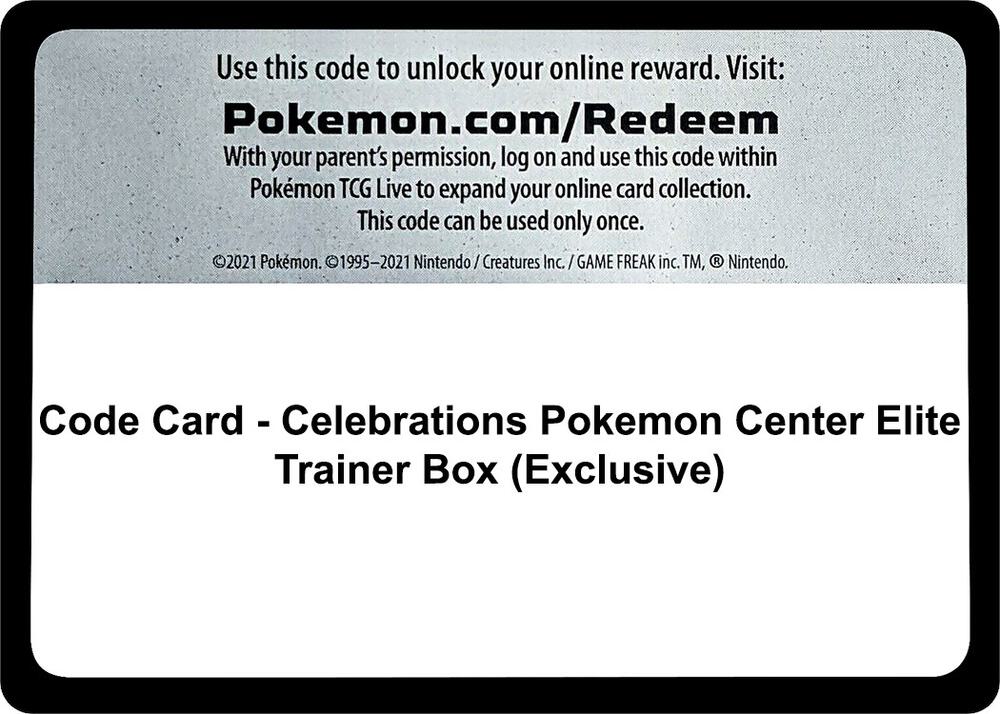 Code Card - Celebrations Pokemon Center Elite Trainer Box (Exclusive) card image