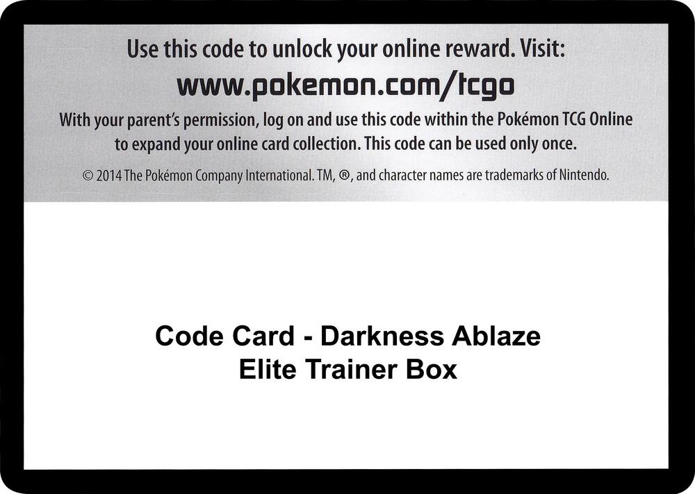 Code Card - Darkness Ablaze Elite Trainer Box card image