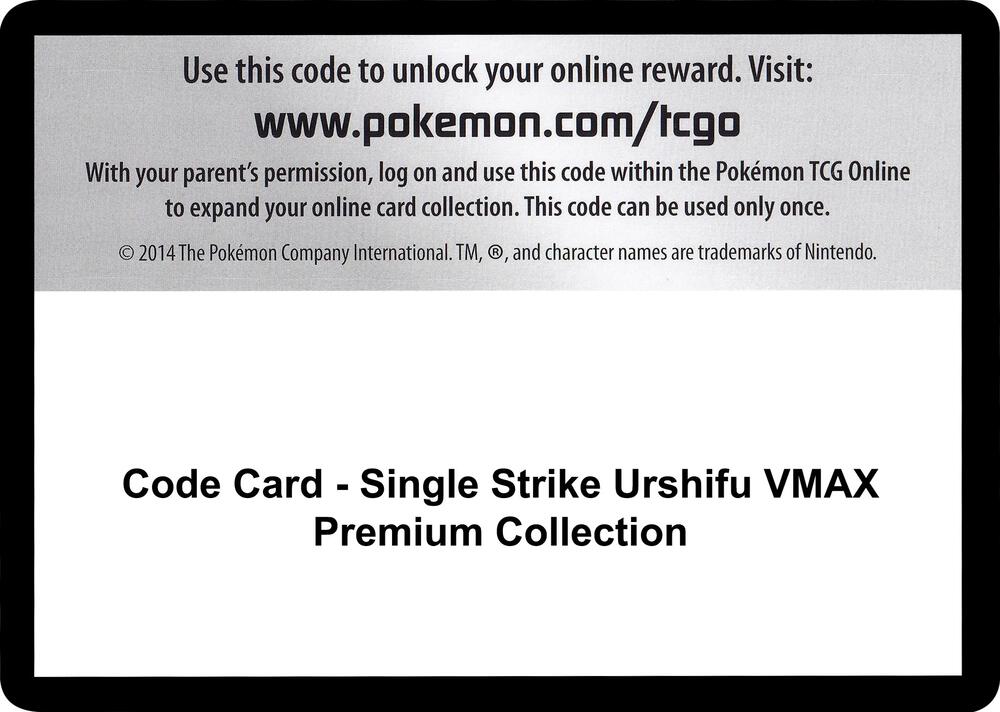 Code Card - Single Strike Urshifu VMAX Premium Collection card image