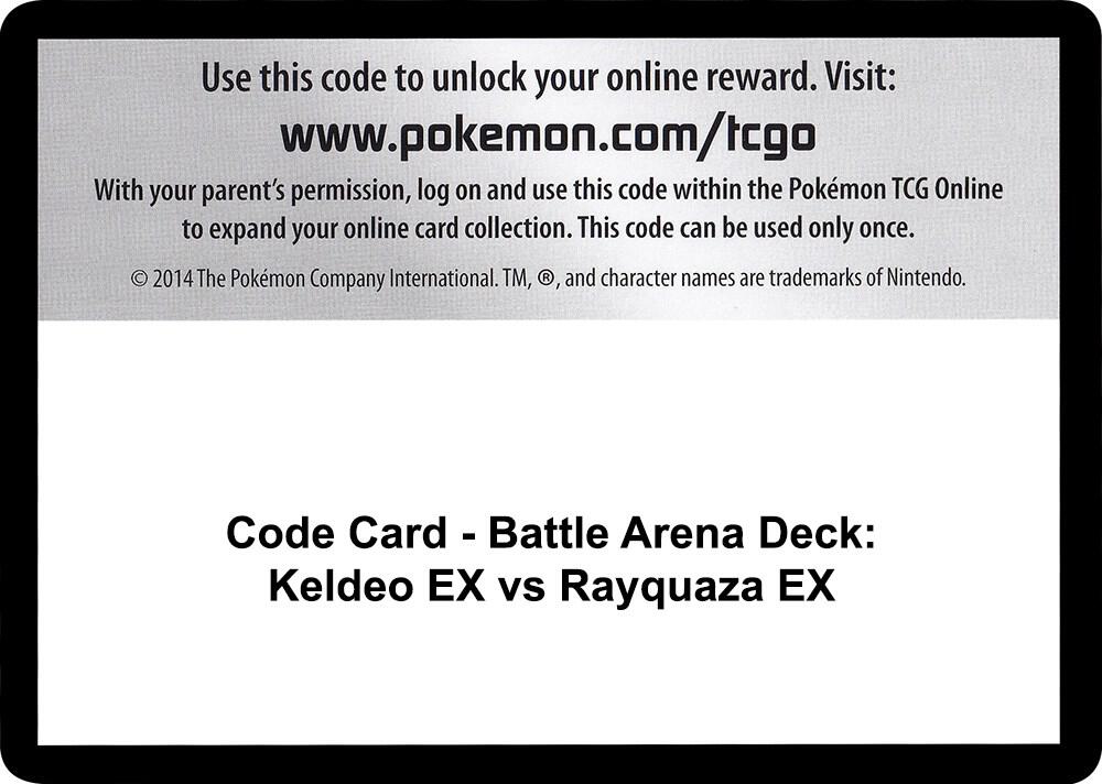 Code Card - Battle Arena Deck: Keldeo EX vs Rayquaza EX card image