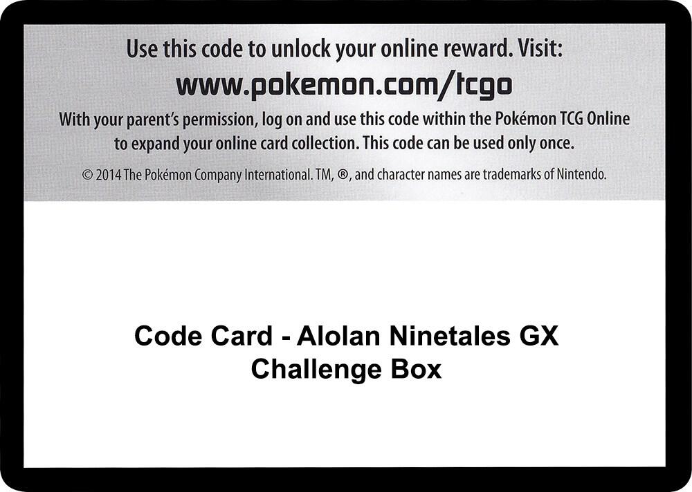 Code Card - Alolan Ninetales GX Challenge Box card image