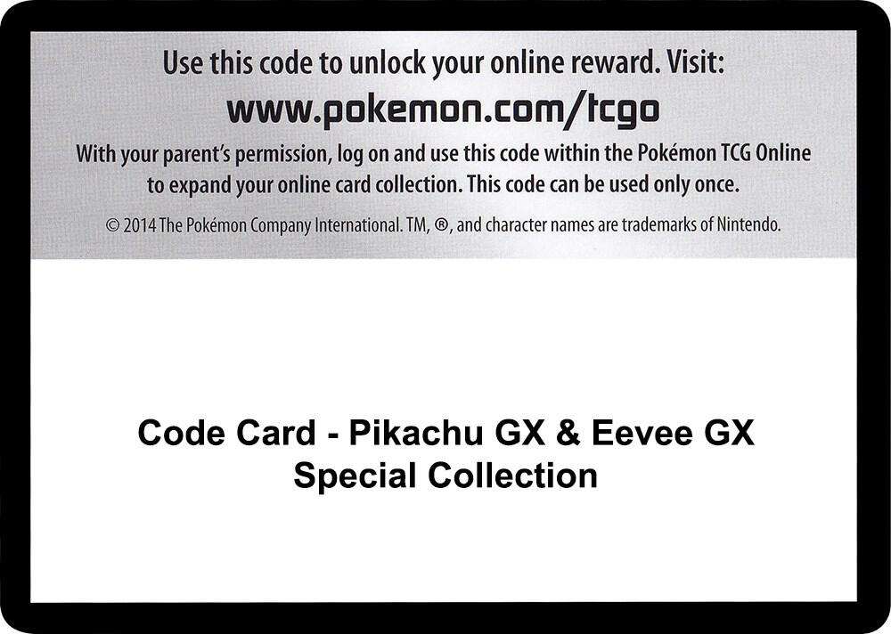 Code Card - Pikachu GX & Eevee GX Special Collection card image