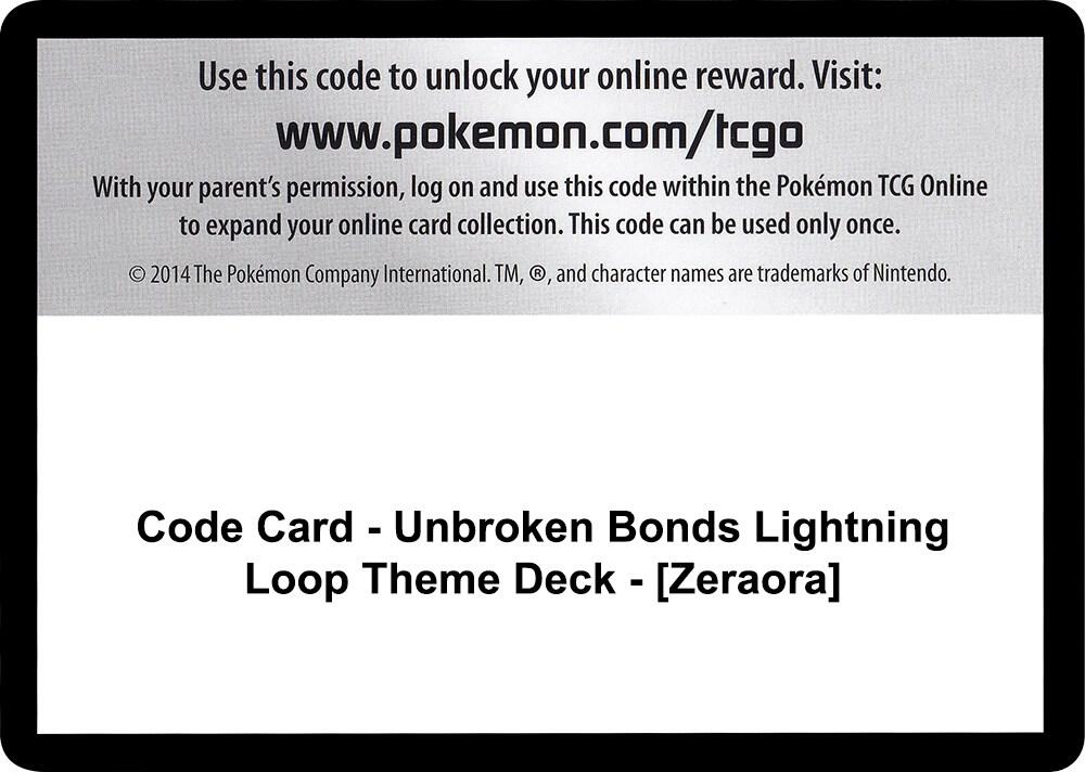 Code Card - Unbroken Bonds Lightning Loop Theme Deck - [Zeraora] card image