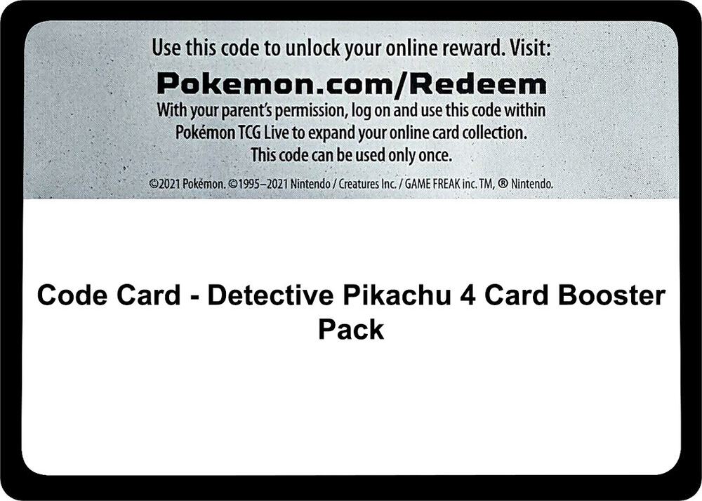 Code Card - Detective Pikachu 4 Card Booster Pack card image