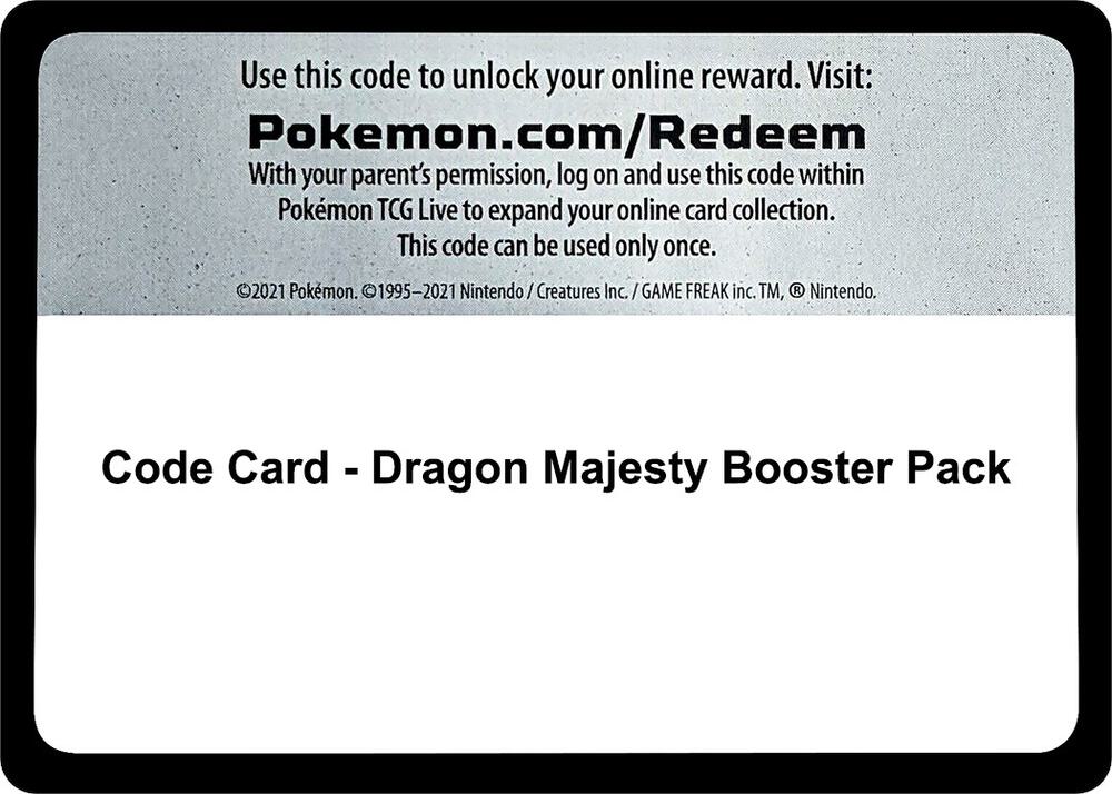 Code Card - Dragon Majesty Booster Pack card image