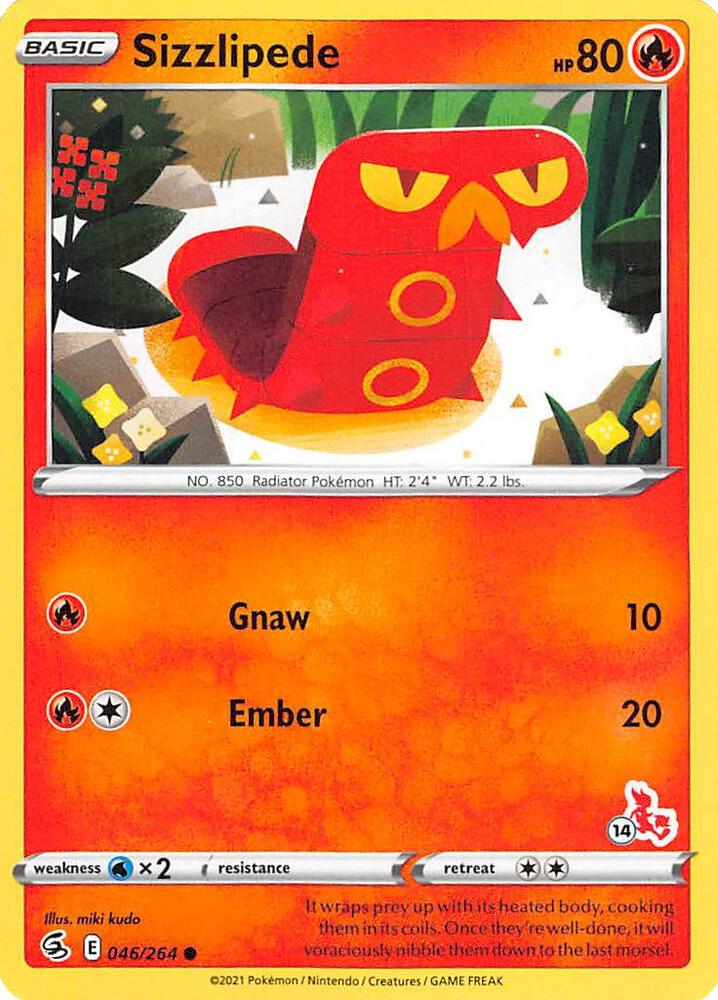 Sizzlipede - 046/264 (#14 Cinderace Stamped) card image