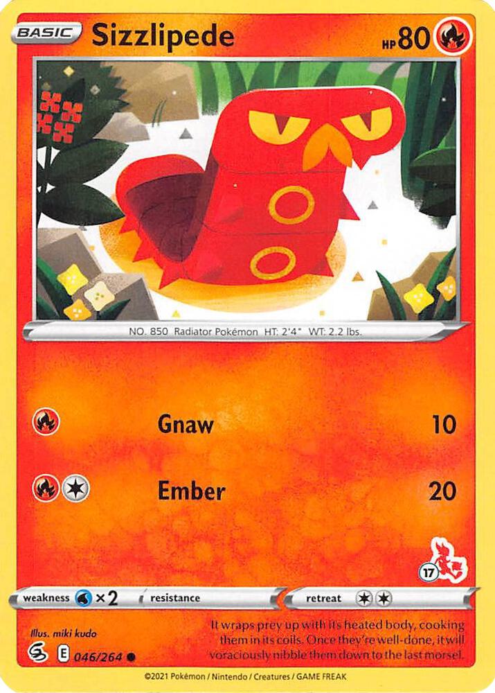 Sizzlipede - 046/264 (#17 Cinderace Stamped) card image