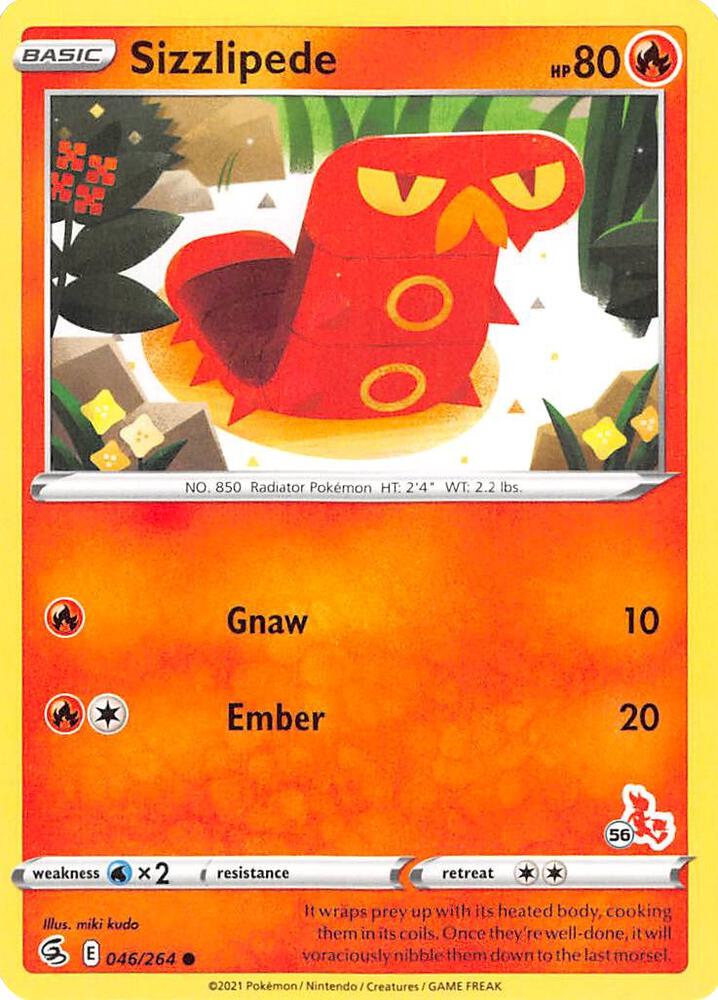 Sizzlipede - 046/264 (#56 Cinderace Stamped) card image
