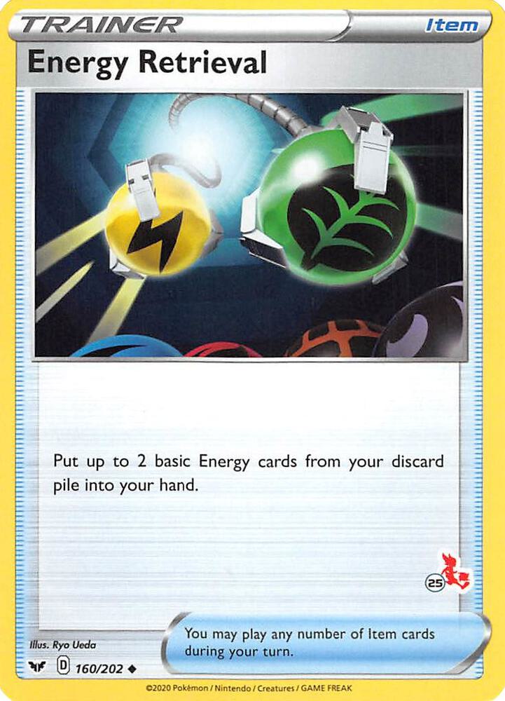 Energy Retrieval - 160/202 (#25 Cinderace Stamped) card image