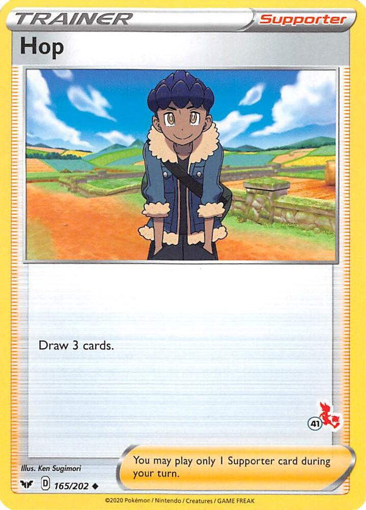 Hop - 165/202 (#41 Cinderace Stamped) card image