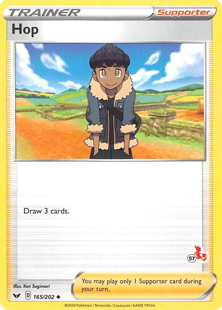 Hop - 165/202 (#57 Cinderace Stamped) card image