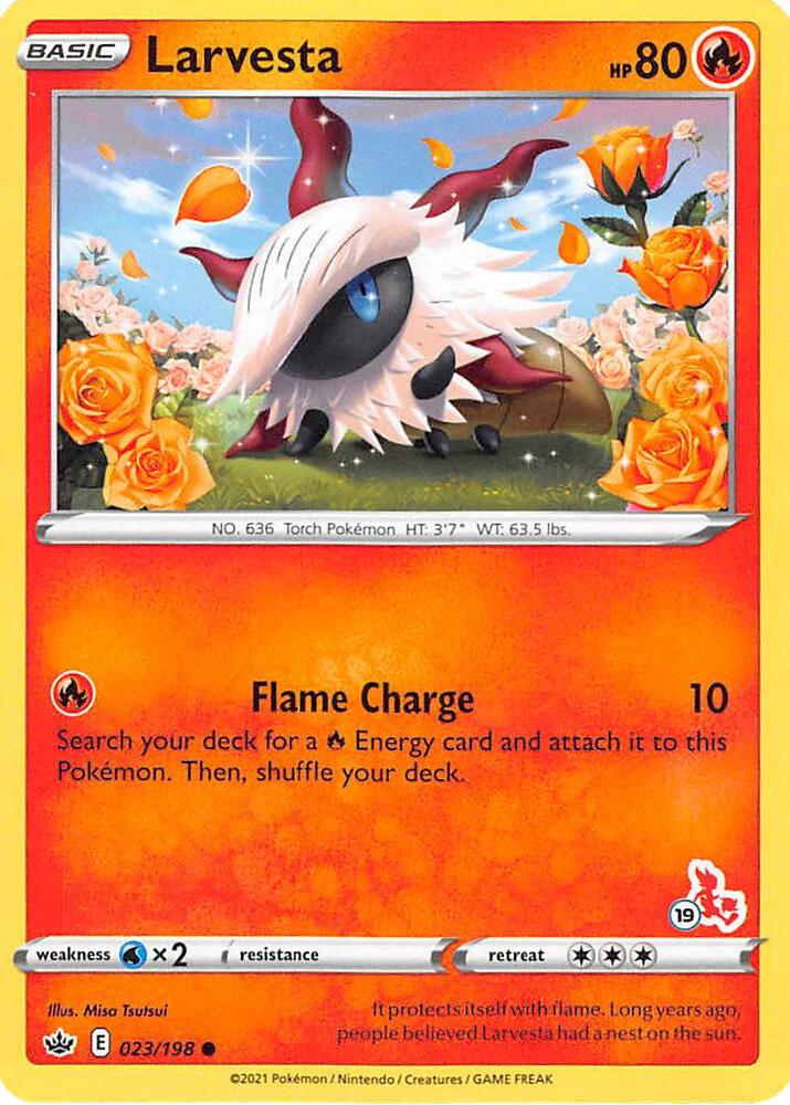 Larvesta - 023/198 (#19 Cinderace Stamped) card image