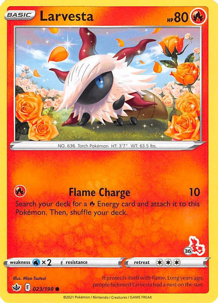 Larvesta - 023/198 (#36 Cinderace Stamped) card image