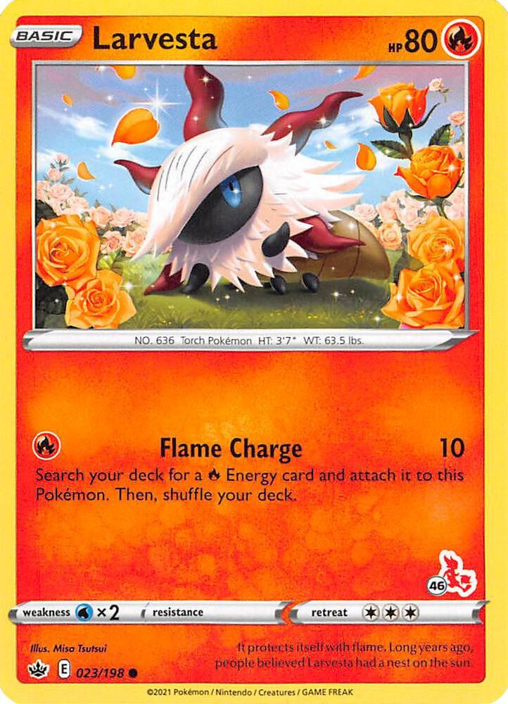 Larvesta - 023/198 (#46 Cinderace Stamped) card image