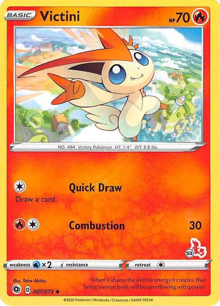 Victini - 007/073 (#53 Cinderace Stamped) card image