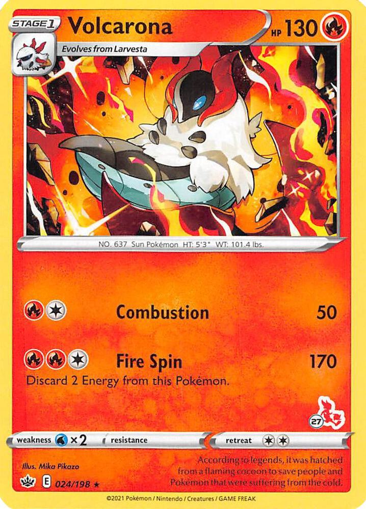 Volcarona - 024/198 (#27 Cinderace Stamped) card image