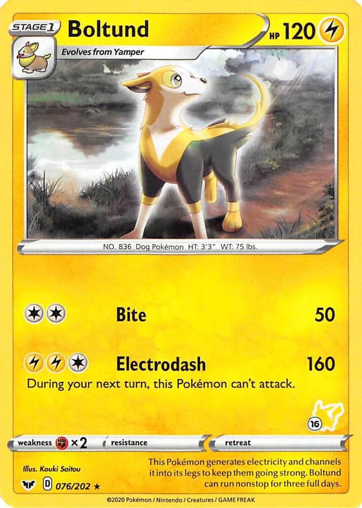 Boltund - 076/202 (#16 Pikachu Stamped) card image